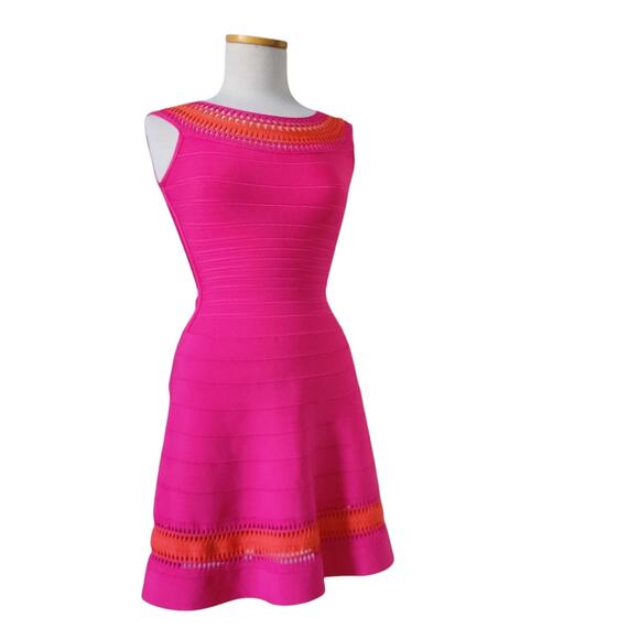 HERVÉ LÉGER Barbie pink BANDAGE Zoe MINI party coktail DRESS SM - Picture 4 of 14